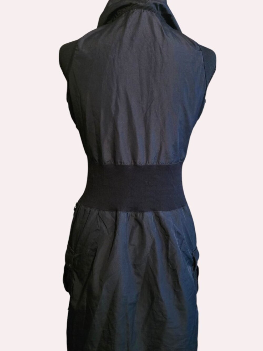 Black Strapless Hooded Zip-Front Dress image 2